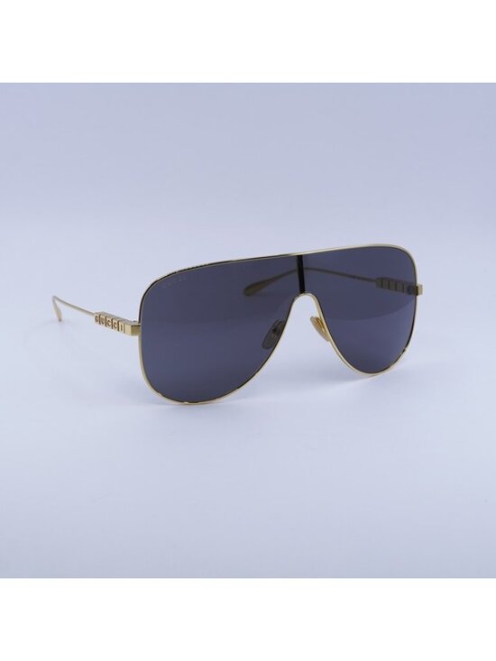 Gucci GG1436S 001 Sunglasses Yellow Gold Shield Frame, Grey Lenses main image 8